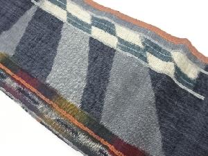 手織り真綿紬幾何学模様織出し名古屋帯